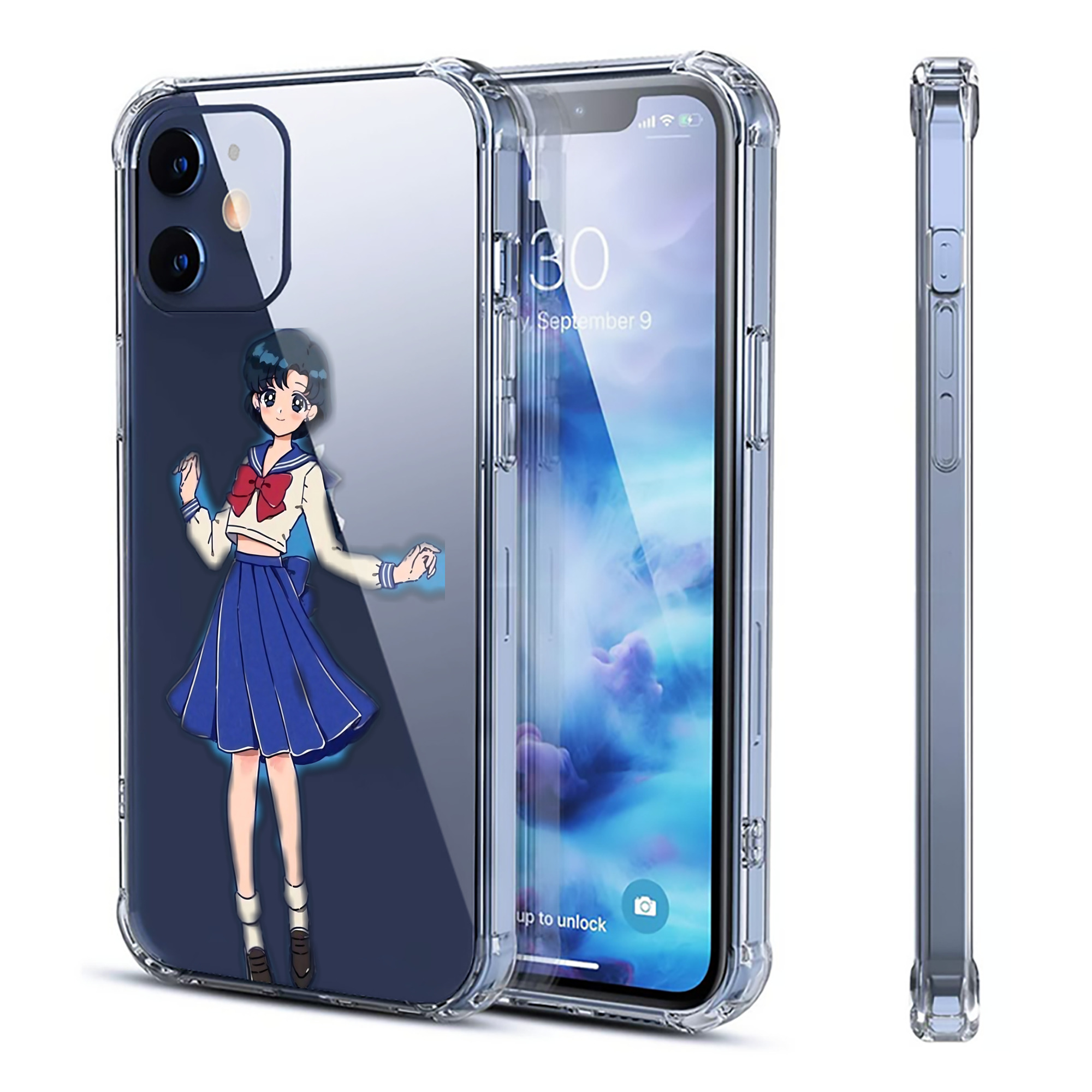 （画像用） 美少女戦士セーラームーン 水野 亜美 みずの あみ Sailor Moon Mizuno Ami 【iPhone 12シリーズ対応】透明スマホケース（クリアソフトケース）